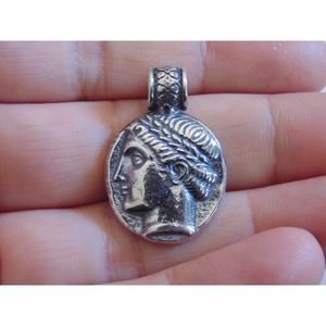Ancient Thrace Coin Apollo Pendant Medal Medallion Artisan Copy Sterling Silver